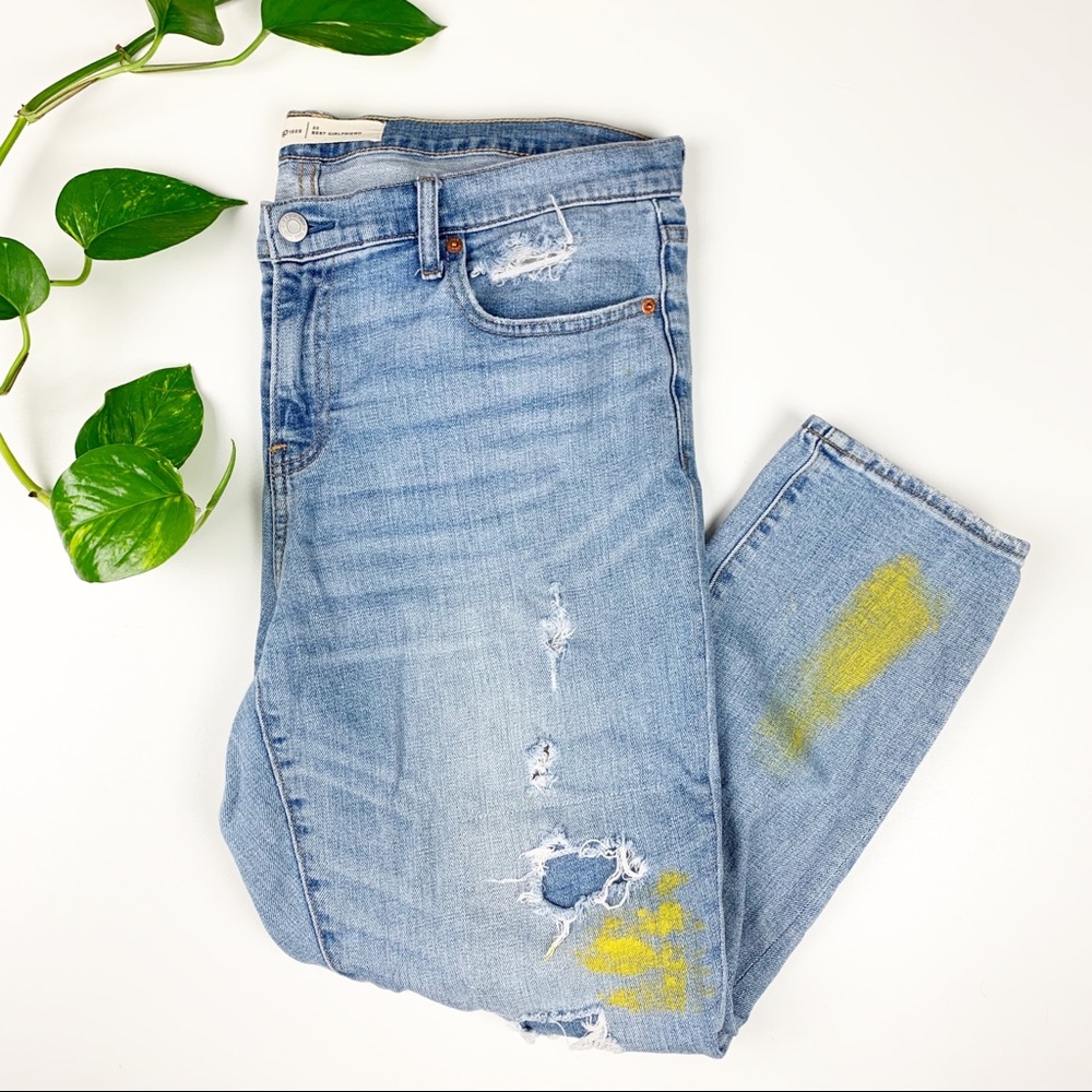 Gap Best Girlfriend Jeans Size 32 Paint Distressed